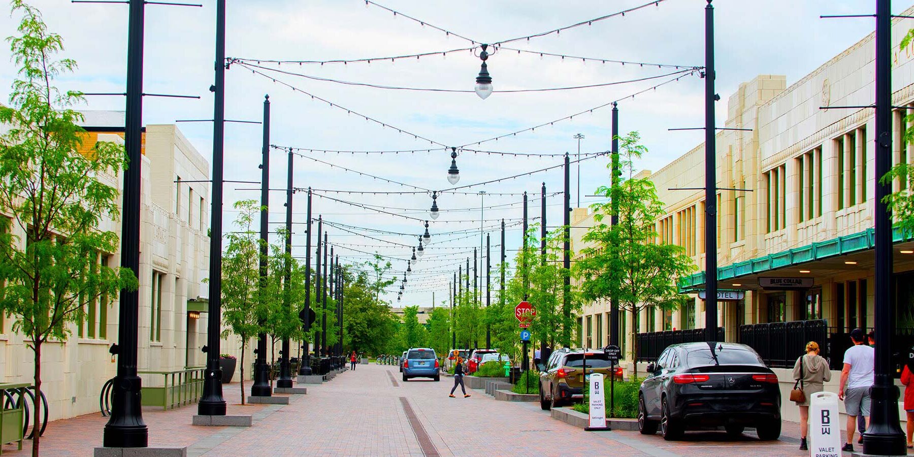 Catenary lighting installed at Bottleworks